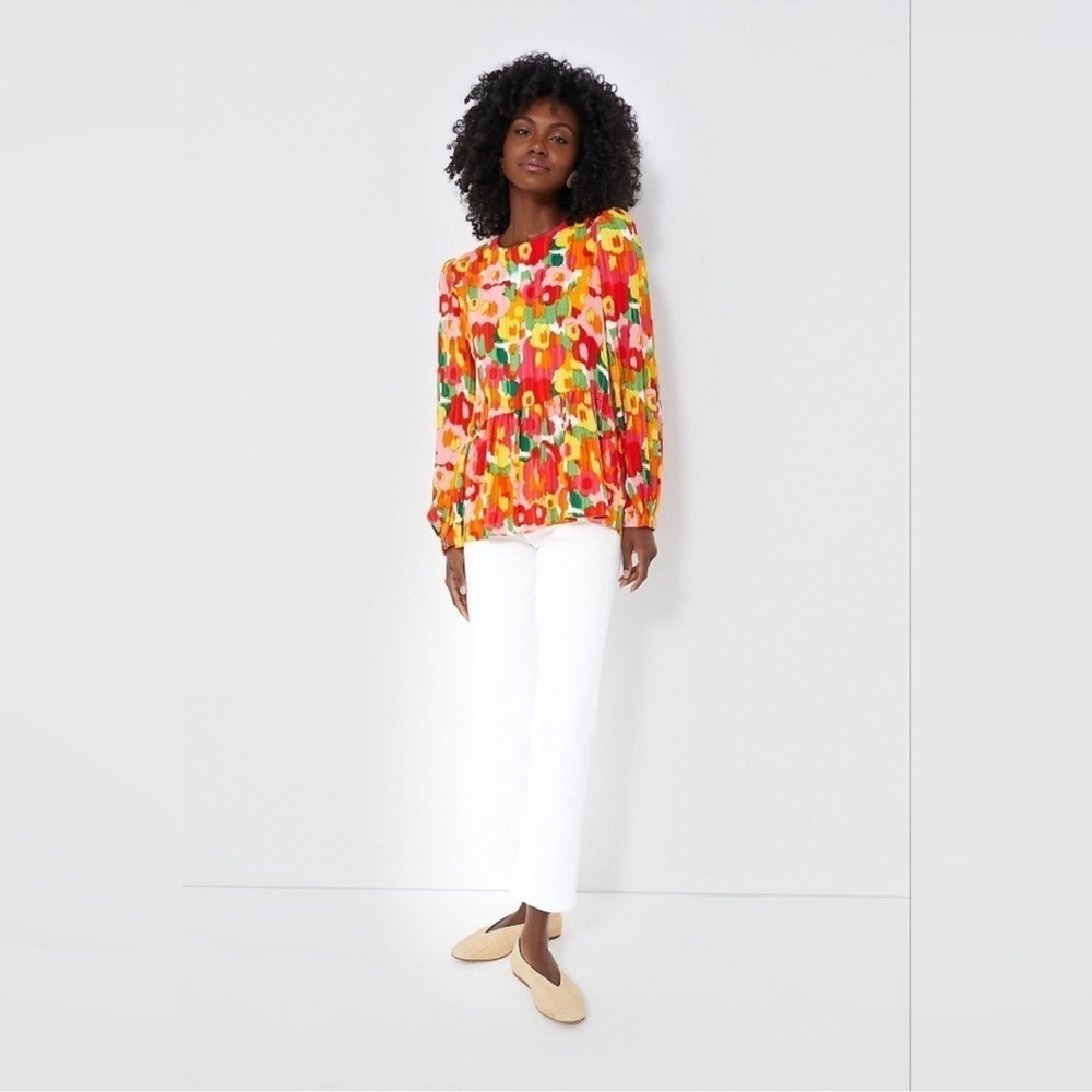 Tuckernuck Pomander Place Magnolia Watercolor Carlota Blouse Top size Medium - Picture 5 of 11